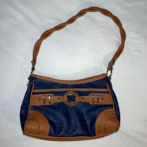 Cute & Durable Rossetti Purse. Blue & dark beige with silver buckles.